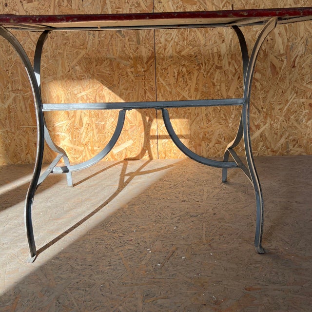 French Garden Table with Red Top, 1950s For Sale - Image 3 of 4