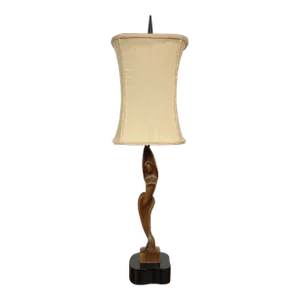 Mid Century Modern Carved Woman Figural Heifetz Table Lamp
