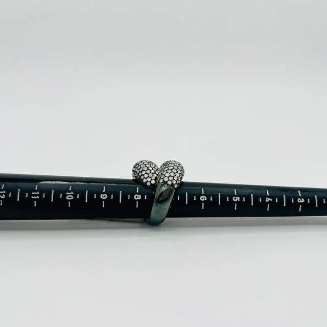 Black White Diamond Pave Ring in 18k White Gold and Black Rhodium, Size 7.5 For Sale - Image 8 of 8