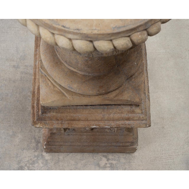 Neoclassical Cast Stone Garden Finial on Pedestal 44 Inch For Sale - Image 15 of 18
