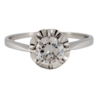 Antique Art Deco 18k Gold Solitaire Ring — 0.70ct Old-Cut Diamond | Circa 1920, Size 8 For Sale