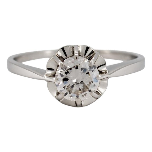 Antique Art Deco 18k Gold Solitaire Ring — 0.70ct Old-Cut Diamond | Circa 1920, Size 8 For Sale