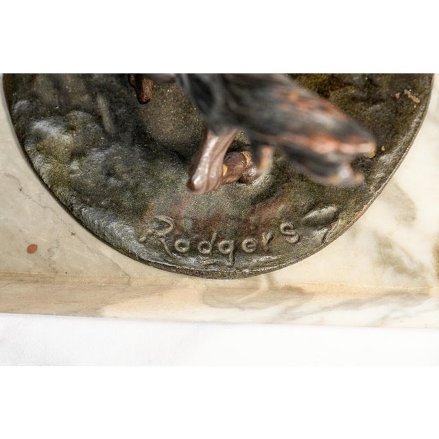 Amazing Antique Cold Painted Bronze Sculpture Statue Native American Indian on Horse Western Art For Sale - Image 11 of 14