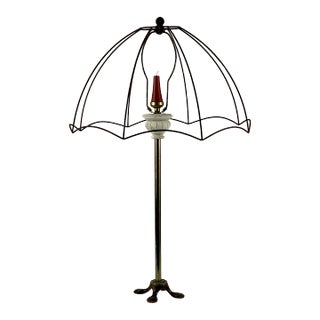 1940s Re-Purposed Metal & Stone Wire Table Lamp Into Candlestick Holder by Artist Mark Wasserbach For Sale