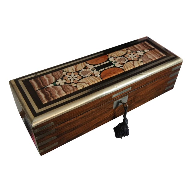 Victorian Pietra Dura Grand Tour Campaign Collectors Box, 1800s For Sale