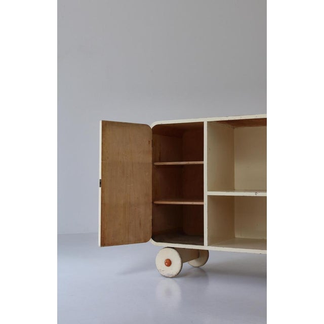 Gold Scandinavian Modern Sideboard or Cabinet on Wheels, 1930s For Sale - Image 8 of 17