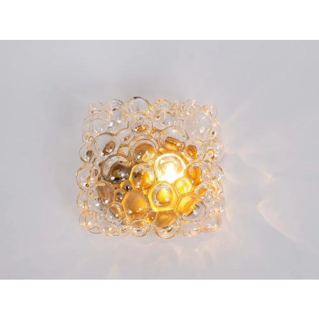 Amber Bubble Glass Sconce by Helena Tynell, Limburg, Germany, 1960s For Sale - Image 4 of 7