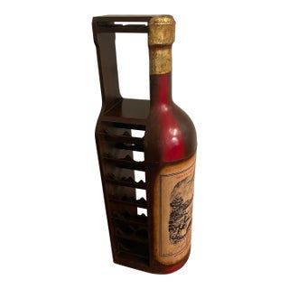 Vintage Oversized Wine Bottle Bar Cabinet / Wine Rack – 14 Bottle Storage With Stemware Holder For Sale
