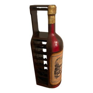 Vintage Oversized Wine Bottle Bar Cabinet / Wine Rack – 14 Bottle Storage With Stemware Holder