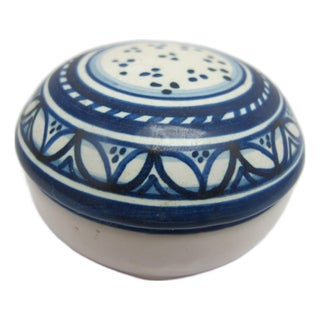 Deruta Orvieto Italian Blue & White Maiolica Pottery Small Lidded Trinket Dish For Sale