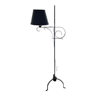 Mid-Century Black Iron Floor Lamp For Sale