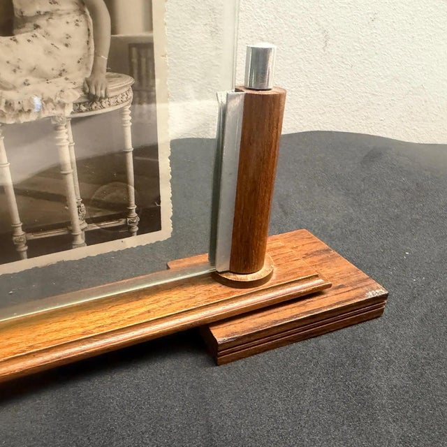 1930s Art Deco Wood, Chromed Metal and Glass French Picture Frame For Sale - Image 6 of 11