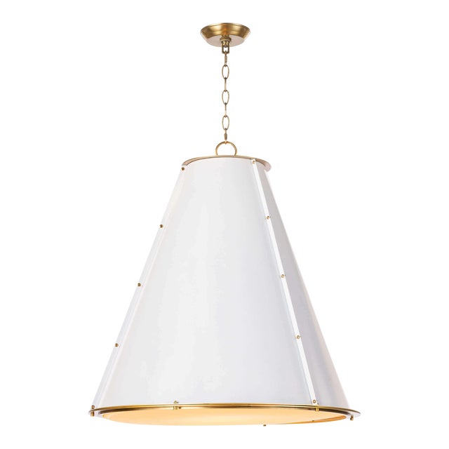 Regina Andrew French Maid Chandelier Large in White and Natural Brass For Sale