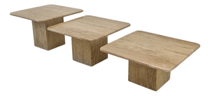 Vintage Italian Travertine Coffee Tables, 1980s, Set of 3