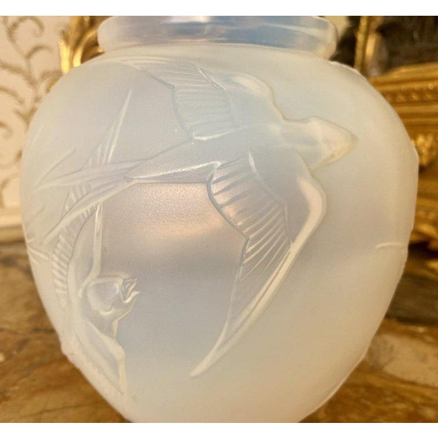 Art Deco Opalescent Vase with Swallows from Sabino Paris For Sale - Image 4 of 13
