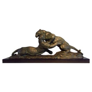 Art Deco Bronze Panther Sculpture from Robert, 1930s For Sale