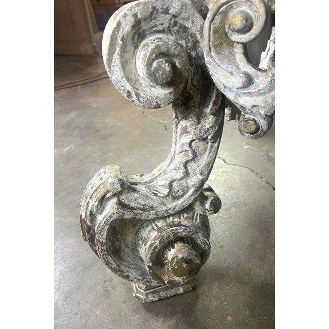 Wood Monumental Painted Rococo Style Coffee Table W/ Marble Top For Sale - Image 7 of 15