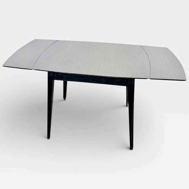Mid-Century Modern Space Age Black & White Formica Draw Leaf Extending Dining Table For Sale - Image 10 of 10
