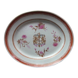 Chinese Export Porcelain Armorial British East India Reproduction Oval Platter For Sale