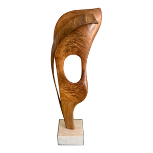 Modern Abstract Wood Sculpture on Marble Base by Dennis Sohocki