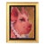 Pam - Original Pig Portrait Oil Painting With Pearls in Gold Frame by Kyle Paliotto For Sale