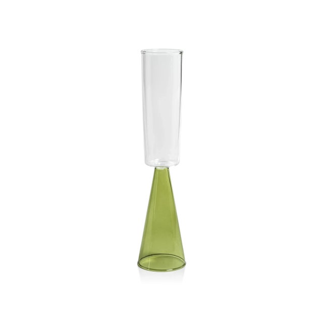 Contemporary Viterbo Champagne Flutes - Green, Set of 4 For Sale - Image 3 of 4