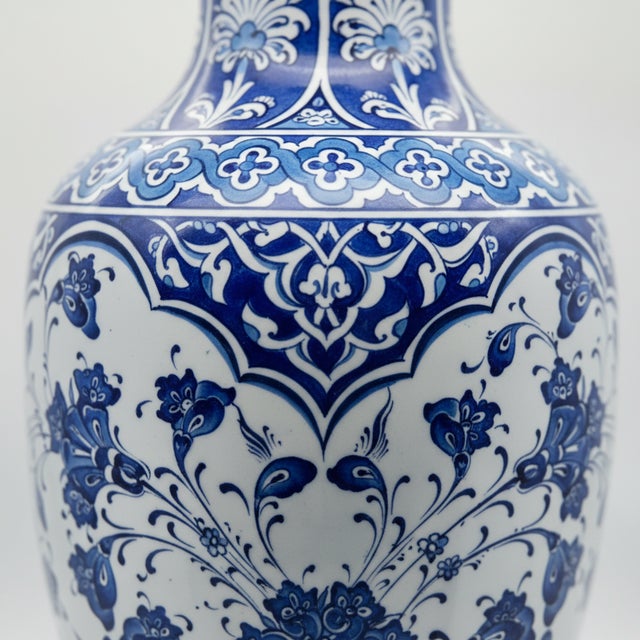 Handmade Ceramic Palace Vase (50cm) Classic Blue and White Rumi Pattern For Sale - Image 4 of 7