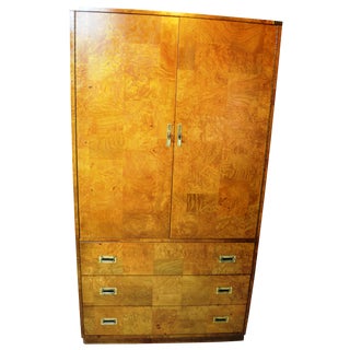 Campaign Style Armoire Cabinet by Bernhardt For Sale