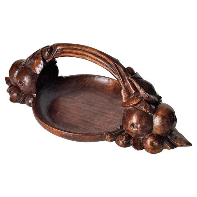 Art Deco Hand-Carved Wooden Fruit Basket, France, 1930s For Sale - Image 12 of 12