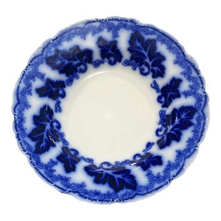 Vintage Johnson Brothers Flow Blue Normandy Decorative Soup Plate 9" For Sale