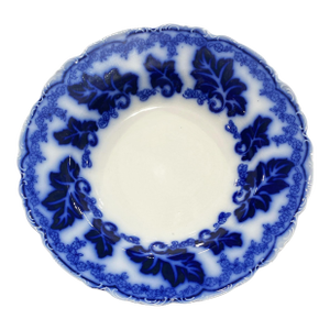 Vintage Johnson Brothers Flow Blue Normandy Decorative Soup Plate 9"