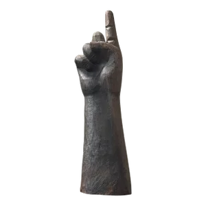 Antique Large Folk Art Hand Carved Pointed Finger Wood Statue/Primitive Art