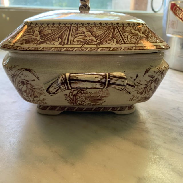 Farmhouse Antique English Ironstone Grindley Aesthetic Movement Transferware Tureen For Sale - Image 3 of 12