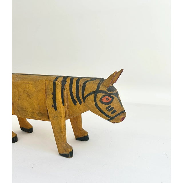 Vintage Guatemalan Wooden Tiger For Sale - Image 4 of 6