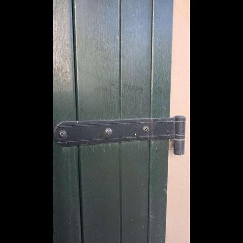 Rustic Double Leaf External PVC Door in Green with Lock For Sale - Image 3 of 8