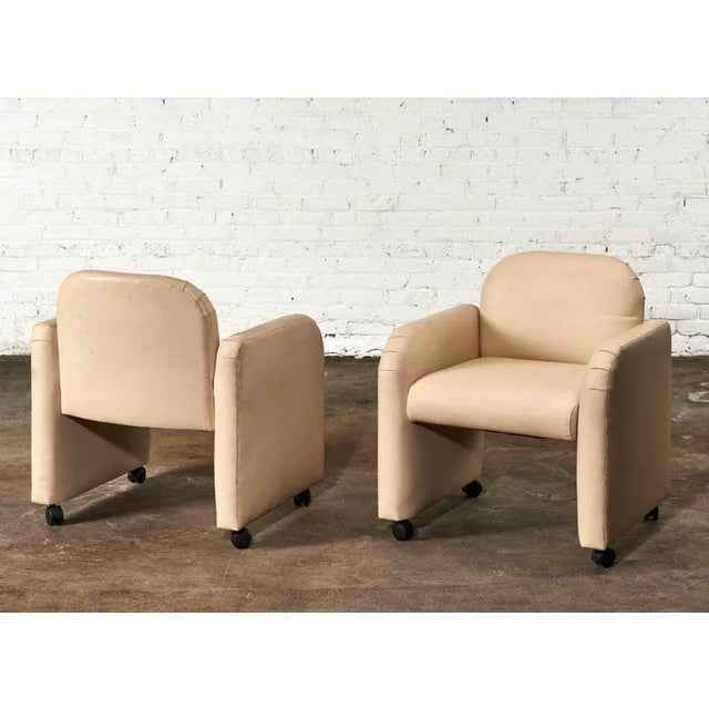 Pair Leather Barrel Chairs, 1980 For Sale In Chicago - Image 6 of 11
