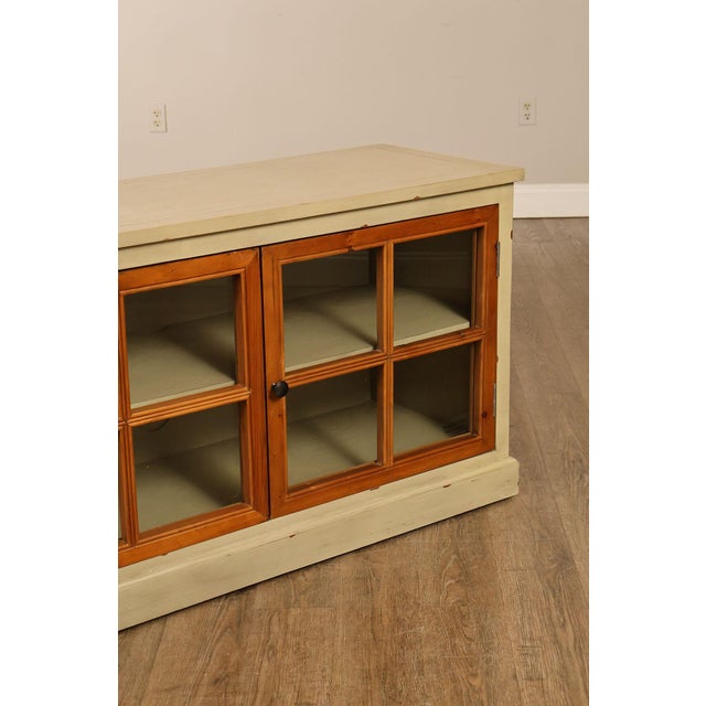 Wood Pier 1 Imports Painted Farmhouse Style Two Tone Media Console For Sale - Image 7 of 18