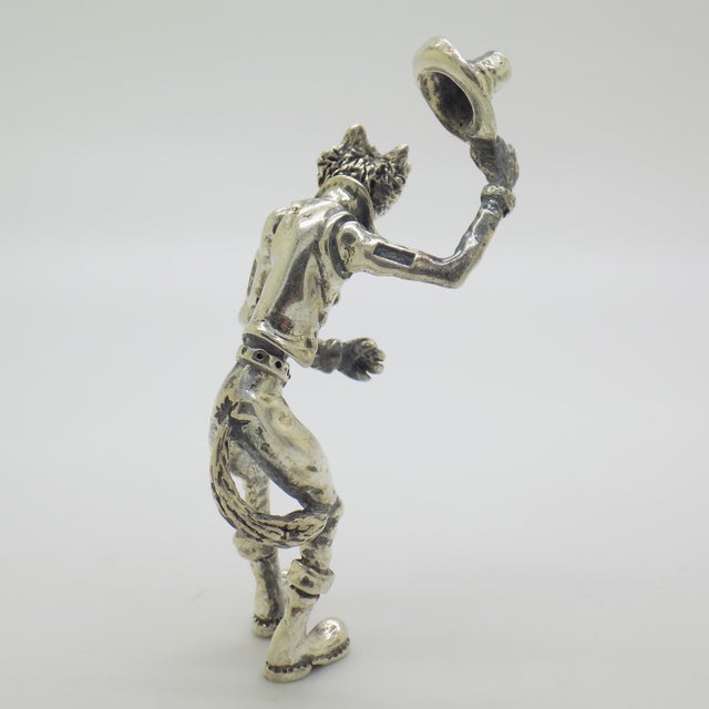 Metal Vintage Italian Handmade Silver Fox Pinocchio Figurine, Arezzo, Tuscany, 1970s For Sale - Image 7 of 15