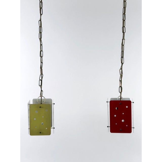 Mid-Century Modern Rectangular Polychrome Pendant Lamps, Germany, 1960s, Set of 2 For Sale - Image 14 of 18