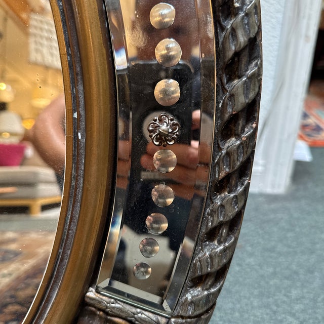 Vintage Baroque Style Carved Round Wall Mirror For Sale - Image 11 of 12