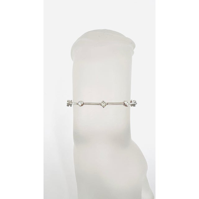 Modern White Square & Round Diamond Bracelet in 14k White Gold For Sale - Image 3 of 9
