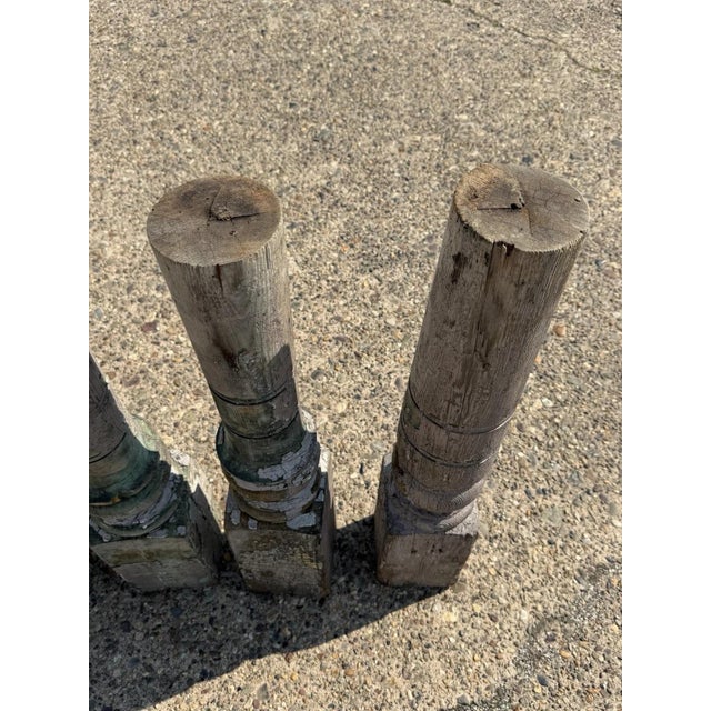 Antique French Farmhouse Turn Carved Wooden Baluster Spindle Table Legs Set of 4 For Sale - Image 10 of 17