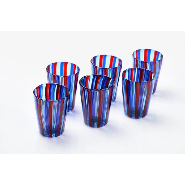 Mid-Century Modern Italian Murano Glasses by Angelo Ballarin for Ribes Studio, 2004, Set of 6 For Sale - Image 3 of 3