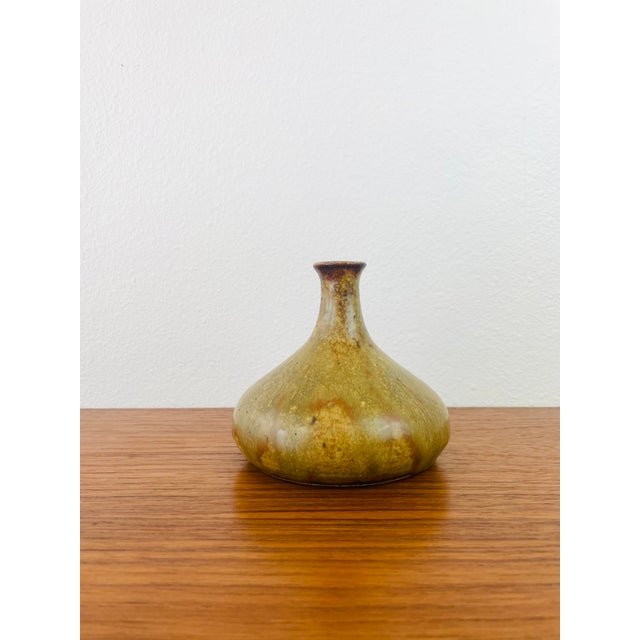 Ceramic Vintage 1970s Handmade Stoneware Studio Pottery Low Bud / Weed Vase For Sale - Image 7 of 8