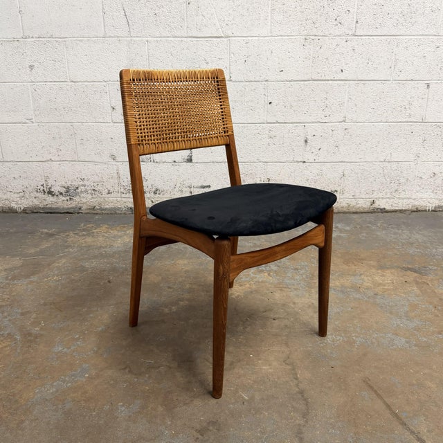 Set of 4 E. Knudsen Model 47 Danish Teak and Cane Dining Chairs for Jensen & Lykkegaard For Sale - Image 4 of 11