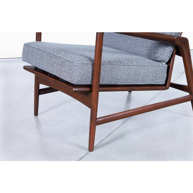1950s Danish Modern Walnut Reclining Lounge Chair and Ottoman by Ib Kofod Larsen for Selig For Sale In Los Angeles - Image 6 of 12