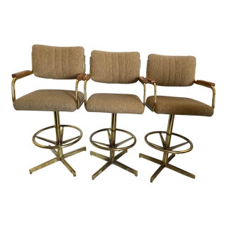 1970s Vintage Chromcraft Barstools - Set of 3 For Sale