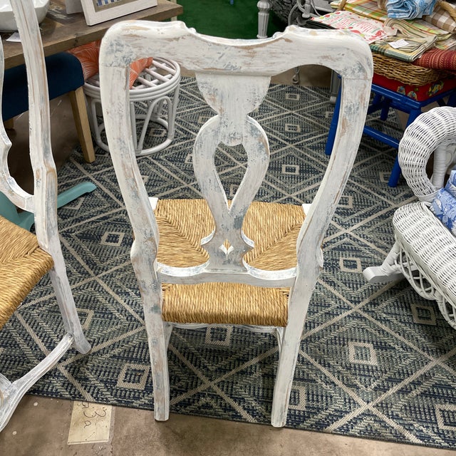 1980s Set of Four Italian Rush Seat Dining Chairs For Sale - Image 6 of 9