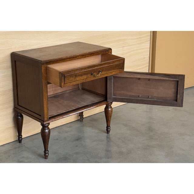 Mid-Century French Walnut Side Table with One Drawer and Hidden Door, 1950s For Sale - Image 14 of 18