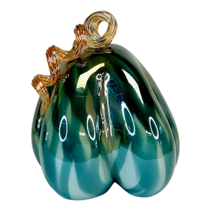 1990s Vintage Hollywood Regency Italian Venetian Glass Pumpkin - Halloween & Thanksgiving